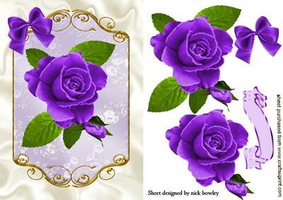 Pretty Painted Purple Roses with Bow