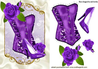 Pretty Purple Basque with Painted Roses
