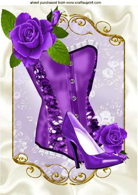 Pretty Purple Basque with Painted Roses A4
