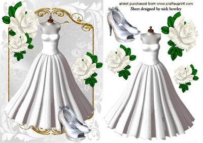 Pretty White Ballgown with Shoes & White Roses