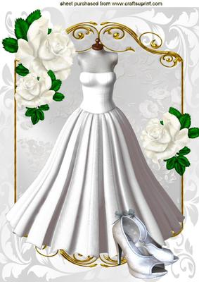 Pretty White Ballgown with Shoes & White Roses A4