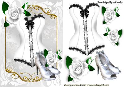 White/black Basque with Shoes and White Roses