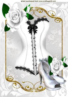 White/black Basque with Shoes and White Roses A4