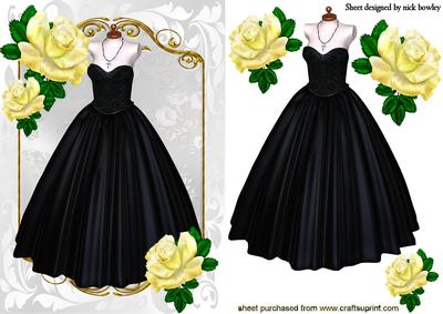 Black Ballgown with Yellow Roses