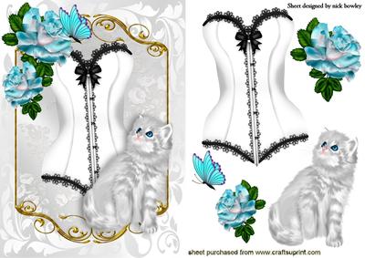 Pretty Basque, with Cute Kitten and Roses
