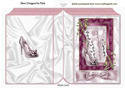 Pretty Pink Satin Basque with Shoe Folded Book
