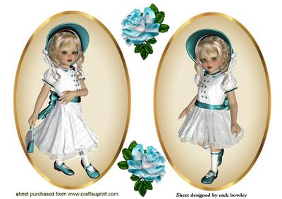 Sweet Girls, Toppers with Turq Roses