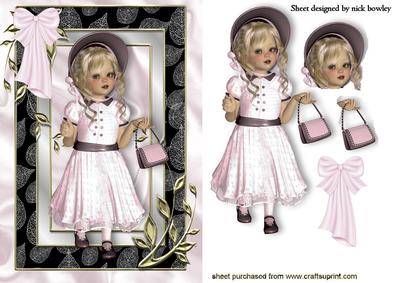 Sweet Girl in Ornate Frame with Bow