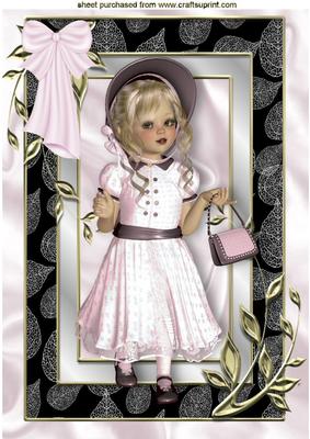 Sweet Girl in Ornate Frame with Bow A4