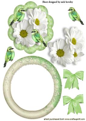 Pretty White Daisies on Rocker with Little Birds and Bows