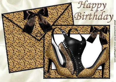 Leopard Basque with Shoes on Card and Envelope A4