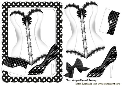 Black/white Polka Dot Frame with White Lace Basque