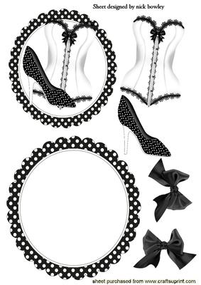 Black/white Polka Dot Rocker Card with Basque & Shoe