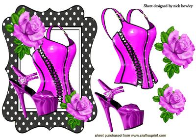 Purple Basque with Shoe and Purple Rose