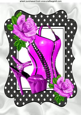 Purple Basque with Shoe and Purple Rose A4