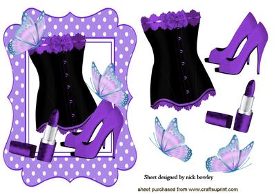 Purple Velvet Basque with Shoes and Lippy