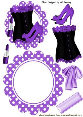 Purple Velvet Basque with Shoes and Lippy Rocker Card
