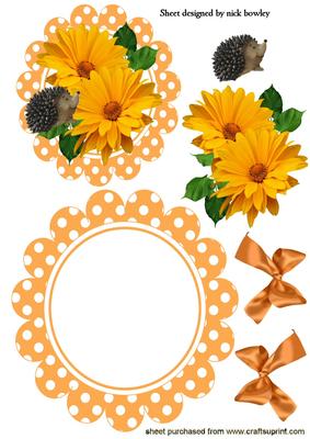 Orange Flowers with Hedgehog on Rocker Card