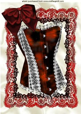 Red Basque in Lace Frame with Bow A4