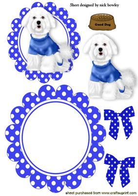 Little White Westie in Blue Jumper Rocker Card
