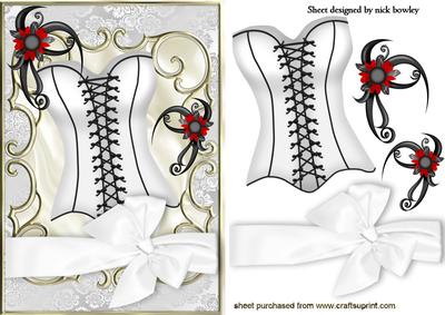 Pretty White Basque with Ornament and Big Bow
