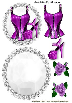 Purple Basque in Diamante Rocker with Roses