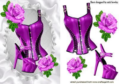 Pretty Cerise/purple Basque with Shoe and Roses