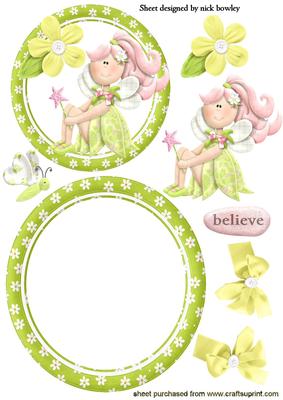 Little Petal Pixie with Butterflies on a Rocker Card