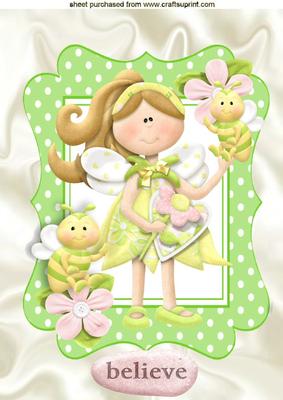Little Petal Pixie with Bumble Bee and Flowers A4
