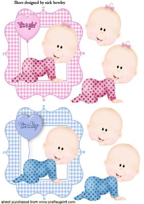 Cute Crawling Babies Boy & Girl Toppers