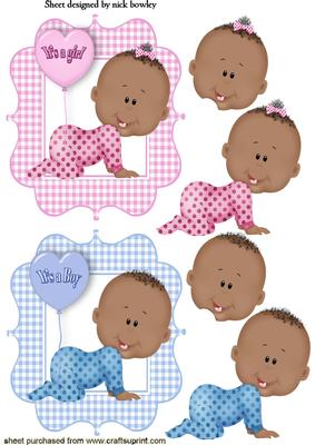 Cute Ethnic Crawling Babies Boy/girl Toppers