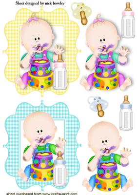 Messy Babies Eating Cake, Boy/girl Toppers