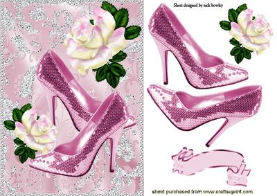 Pink Sparkle Shoes with Rainbow Rose