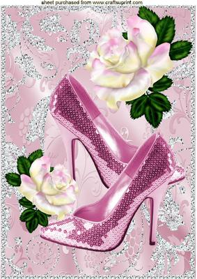 Pink Sparkle Shoes with Rainbow Rose A4