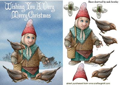 Feeding the Birds in the Snow Christmas Gnome