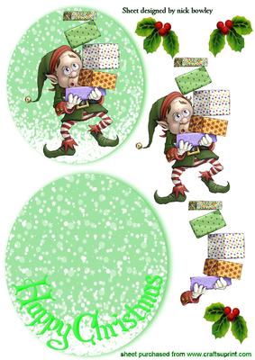 Santas Helper Little Elf on a Rocker Card