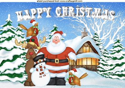 Santa with Friends and Little Robbins A4