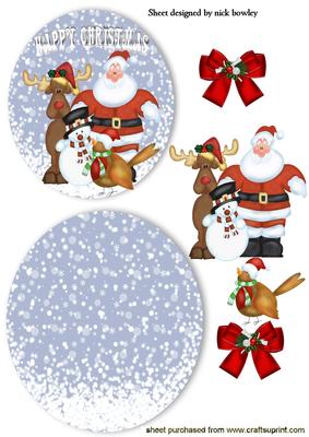 Santa with Friends and Robin Rocker Card