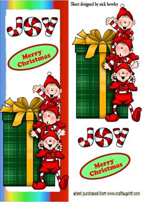Santas Cheeky Elves in Red with Present Dl