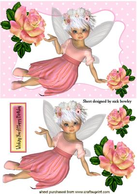Candy Floss Pink Faerie with Rainbow Roses