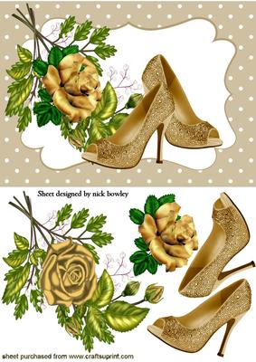 Gold Roses with Gold Sparkle Shoes