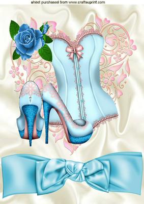 Pretty Blue Rose with Basque and Shoes A4