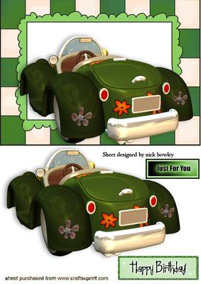 Driving in My Green Toon Car