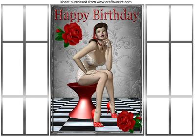 Penny Pin Up 1950's with Red Roses Gatefold