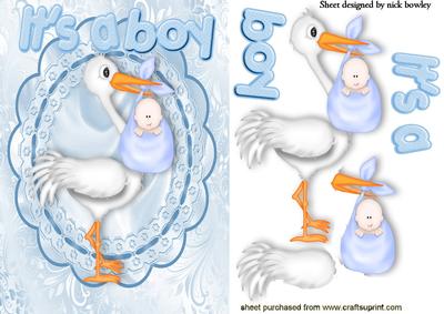 It's a Boy! with Stork on Lace Frame