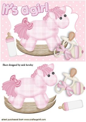 Pink Rocking Horse with Baby Pacifier