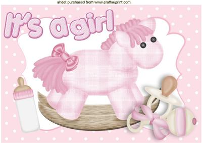 Pink Rocking Horse with Baby Pacifier A4