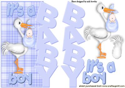 Baby Boy Word Cutout with Cute Stork