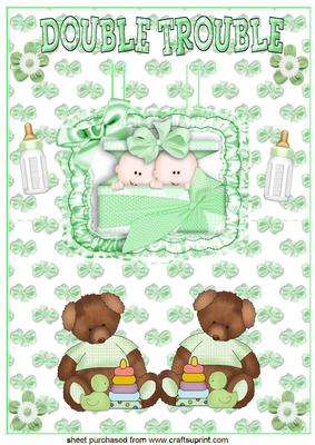 Cute Twins Double the Trouble! Pop Up Card