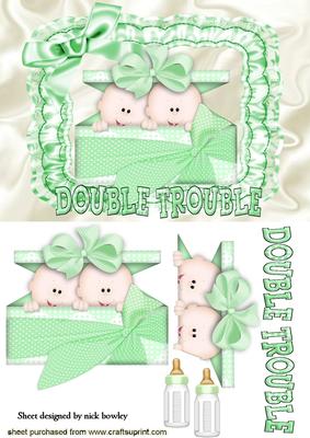 Twins! Double the Trouble in Green Frill Frame